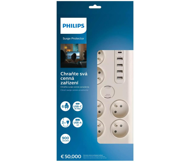 PHILIPS 6 gniazd AC Fr 40W, 2 m Phil-SPN7060WA/60 - 674801 - zdjęcie 2